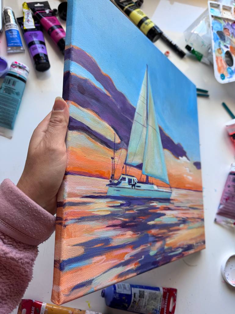 Original Contemporary Boat Painting by Irina Tikhonova