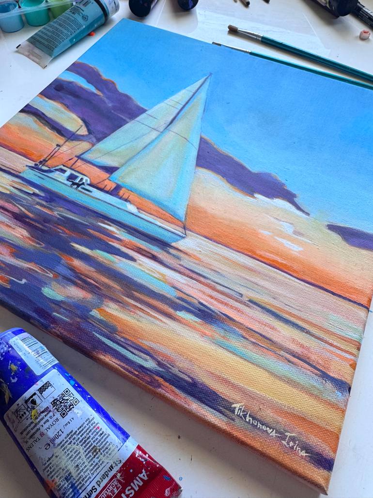 Original Contemporary Boat Painting by Irina Tikhonova