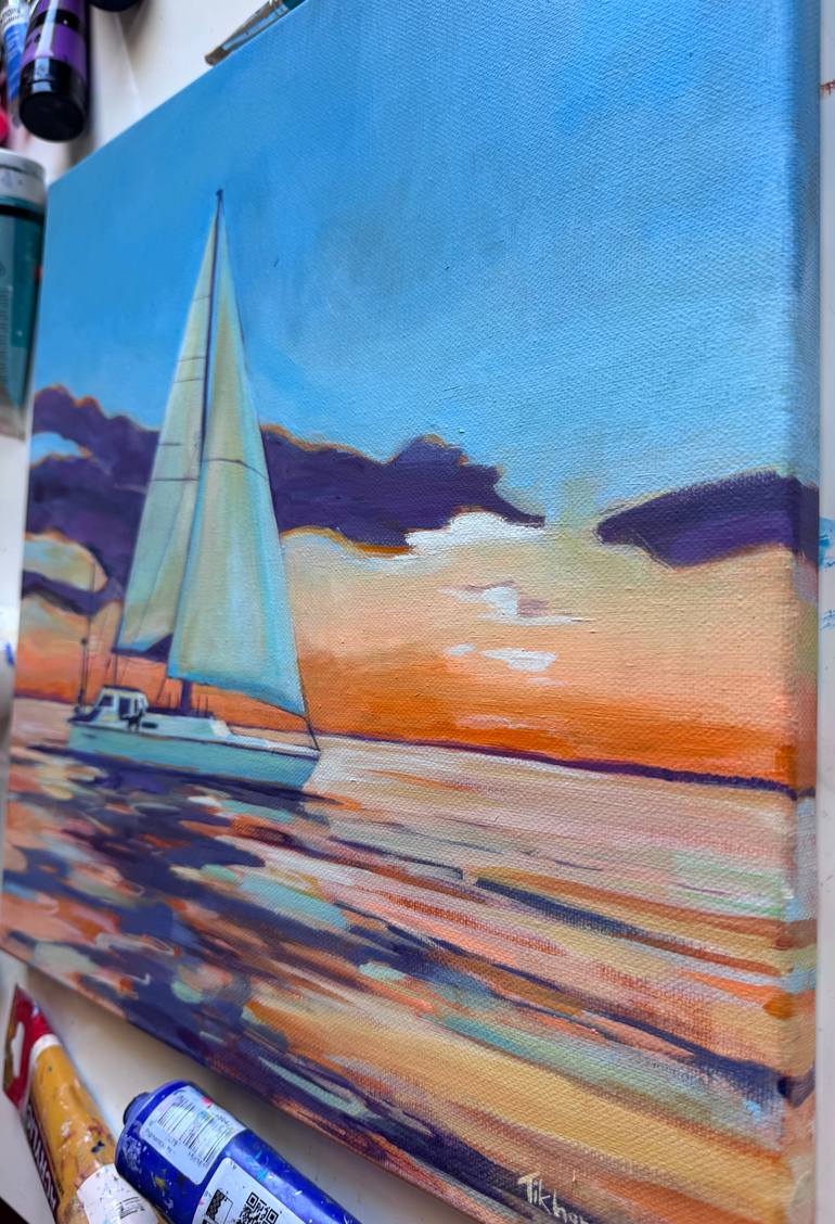 Original Contemporary Boat Painting by Irina Tikhonova