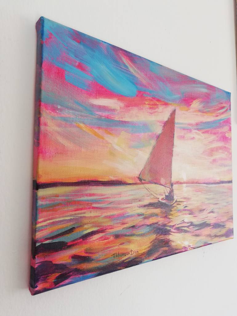 Original Expressionism Boat Painting by Irina Tikhonova