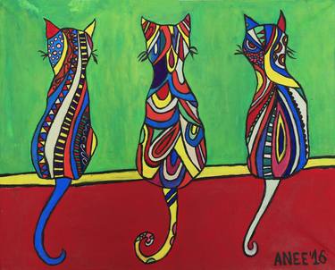 Print of Modern Cats Paintings by Ana Berbakov