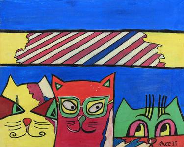 Print of Cubism Cats Paintings by Ana Berbakov