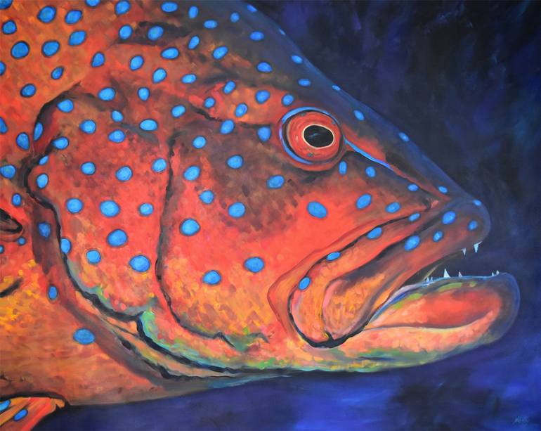 Coral Trout - Fish Painting Painting by Naomi Veitch | Saatchi Art