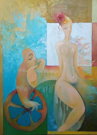 Print of Abstract Expressionism Nude Paintings by Telemak Kochinyan