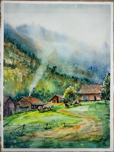 Original Impressionism Landscape Paintings by Anishkumar R