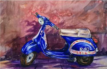 Original Fine Art Motorbike Paintings by Anishkumar R