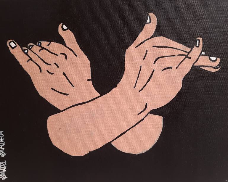 Embracing someone symbolism acrylic painting - Print