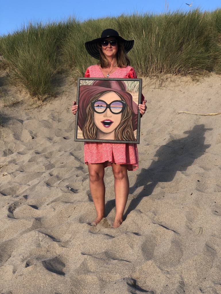 Original Pop Art Beach Painting by Claire Britcliffe
