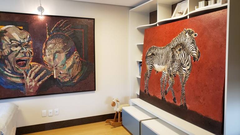 Original Abstract Expressionism Men Mixed Media by Jan-Frits Obers