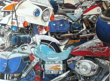 Original Fine Art Motorcycle Paintings by Marion Zimmermann