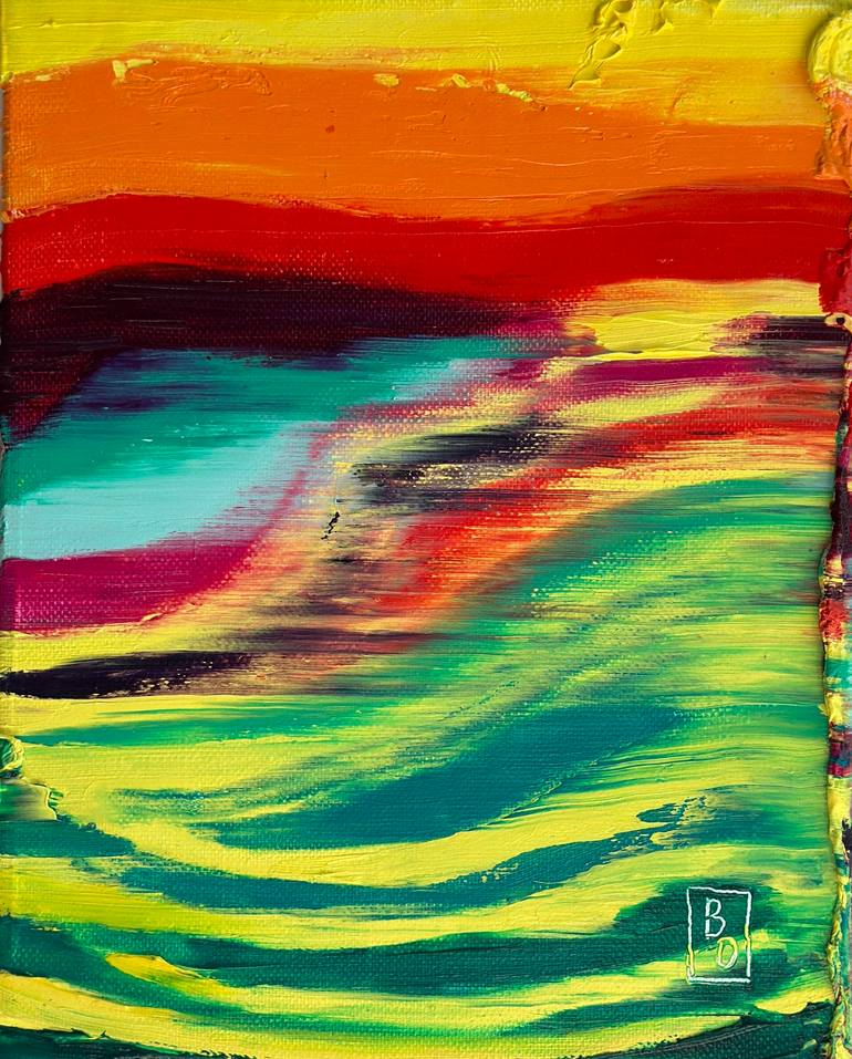 Original Abstract Painting by Olia Blagov | Abstract Art on Canvas | Soaring Past the Edge of Sunset