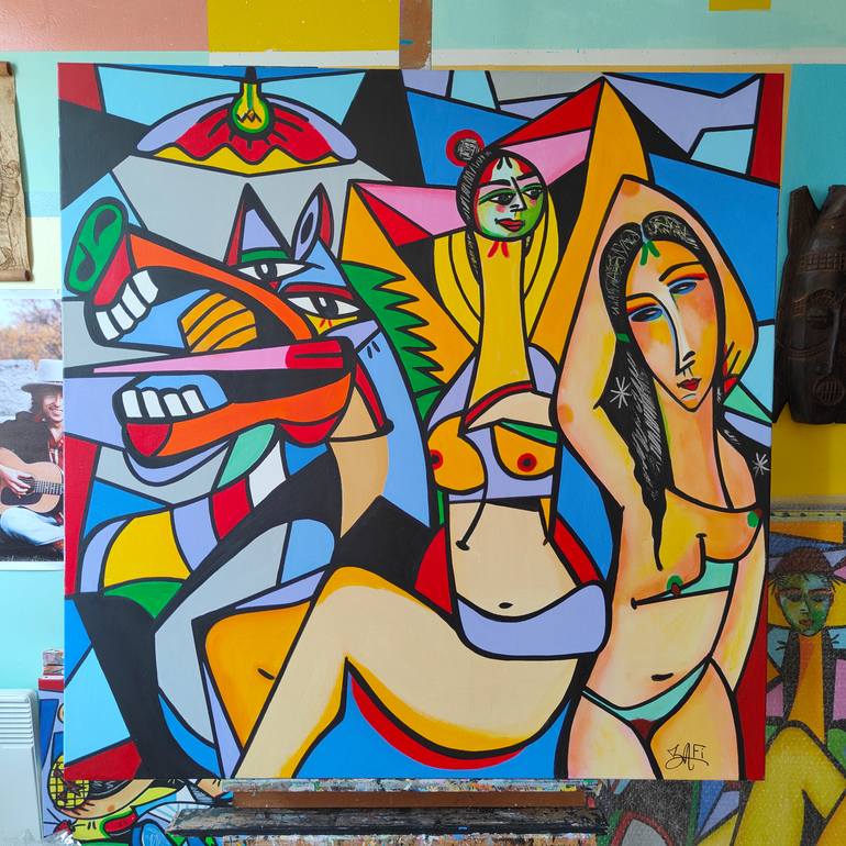 Original Cubism Women Painting by Zafi  Artist