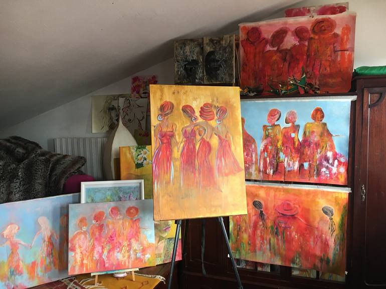 Original Abstract Women Painting by Fiona Pape