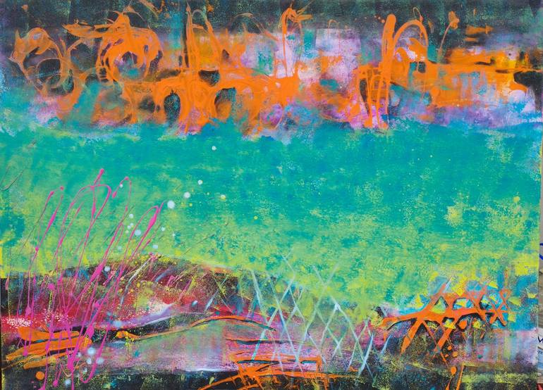 Original Art Deco Abstract Painting by Ausma Gaspere