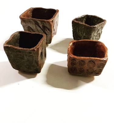 Kurinuki vessels in Tenmoku Glaze thumb