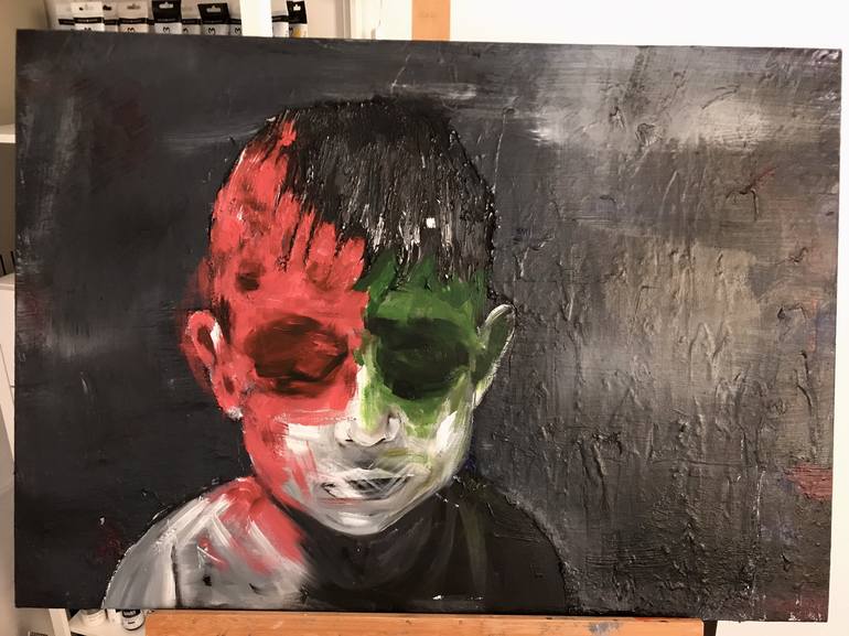 Original Expressionism Children Painting by Hakan Erkam