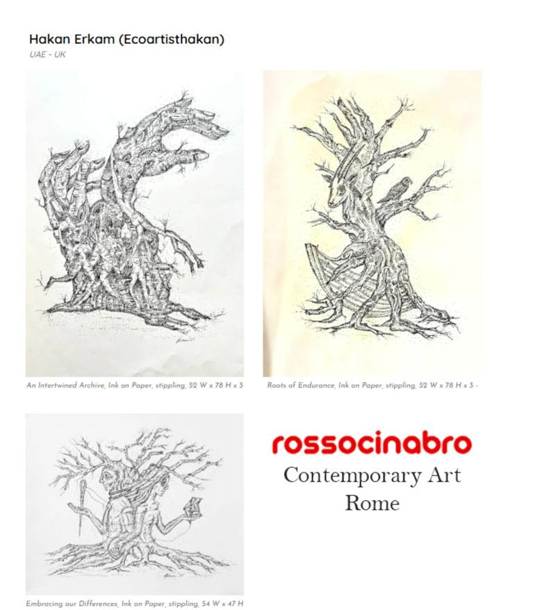 Original Abstract Expressionism People Drawing by Hakan Erkam