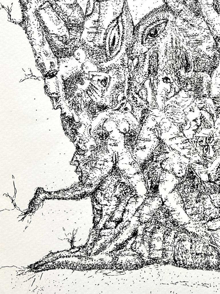 Original Abstract Expressionism People Drawing by Hakan Erkam