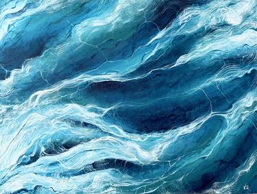 Mystic blues - abstract sea ocean water acrylic painting thumb
