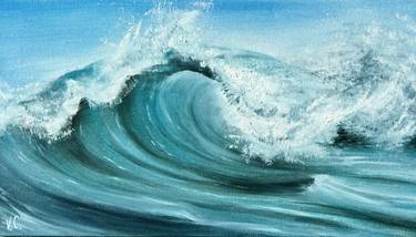 Small fresh blue wave oil painting thumb