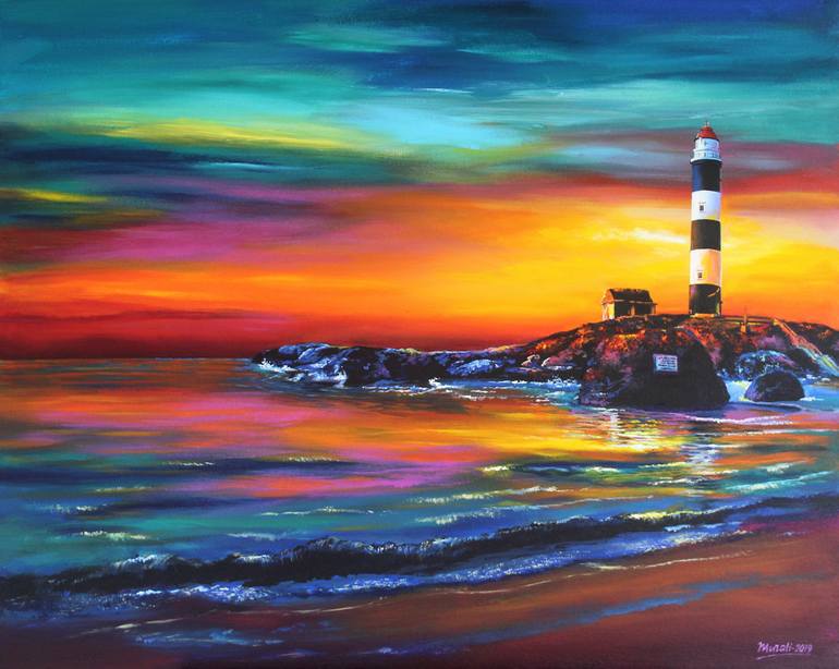 Lighthouse Painting by Muralidhar Suvarna | Saatchi Art