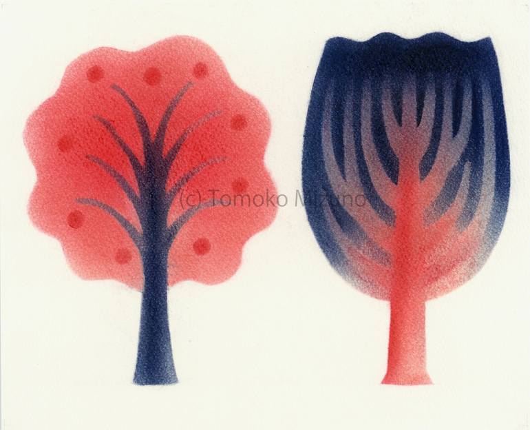 Original Illustration Tree Drawing by Tomoko Mizuno