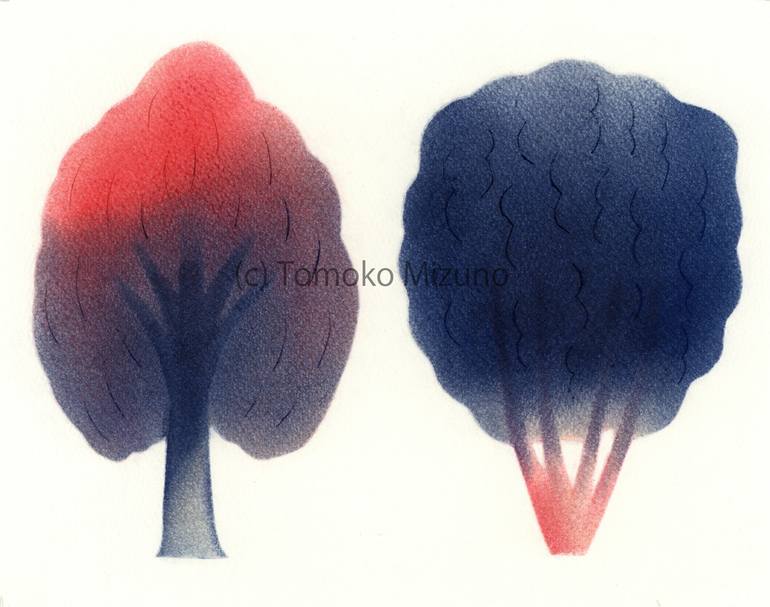 Original Illustration Tree Drawing by Tomoko Mizuno