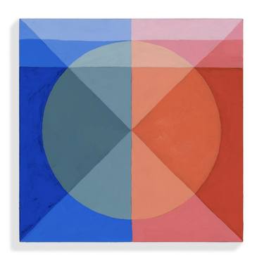 Red and blue circle with yellow thumb