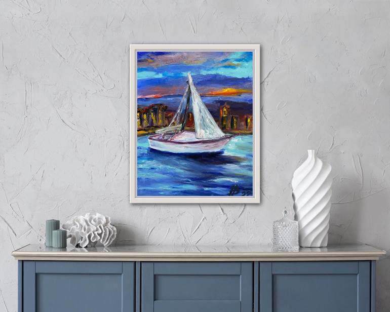 Original Boat Painting by Irina Bach