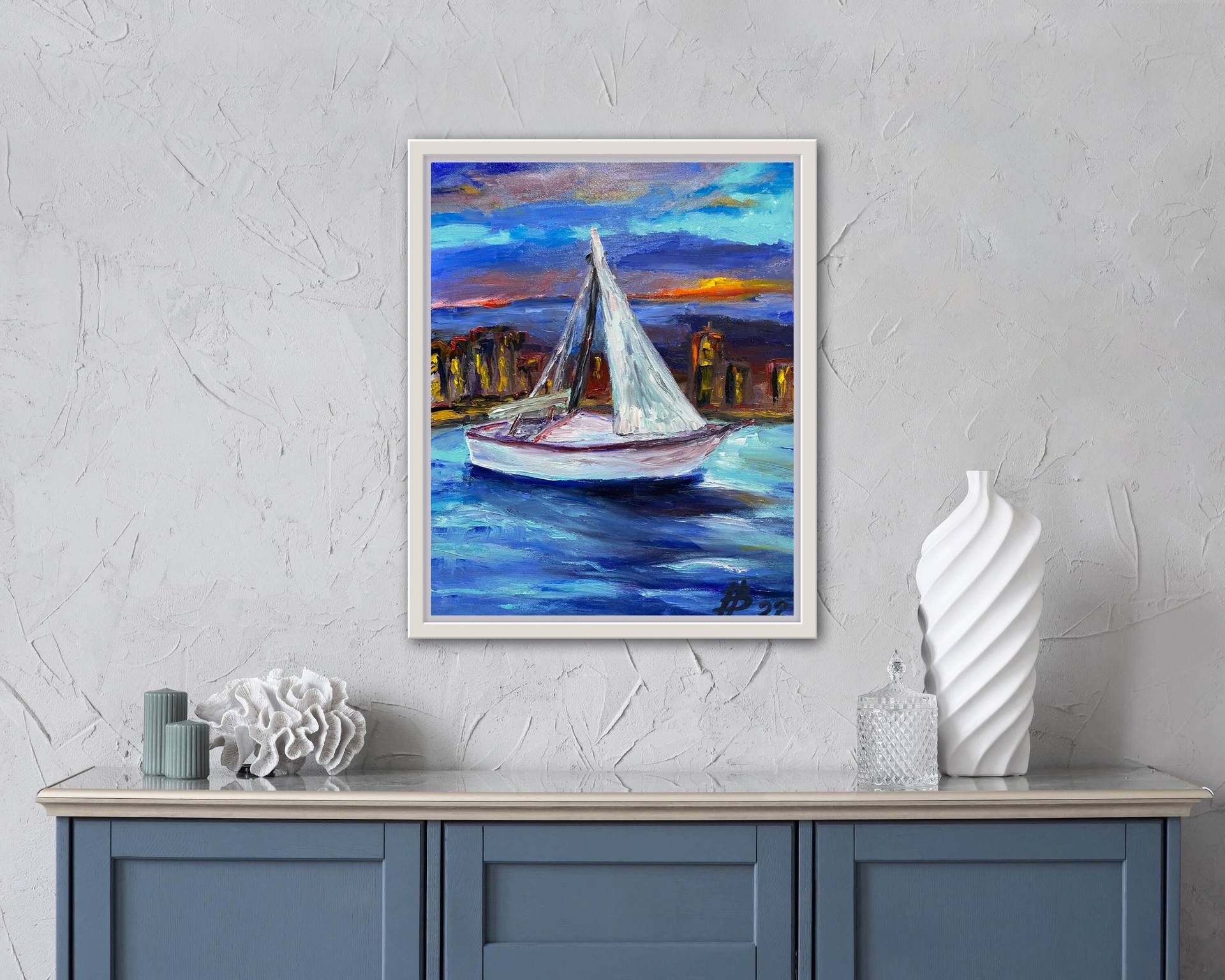 Sailboat Seascape Painting by Irina Bach