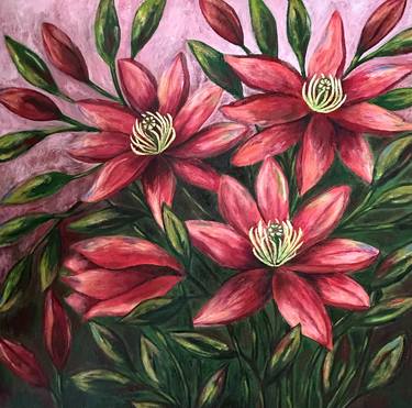 Original Fine Art Floral Paintings by Alfiya Scheck