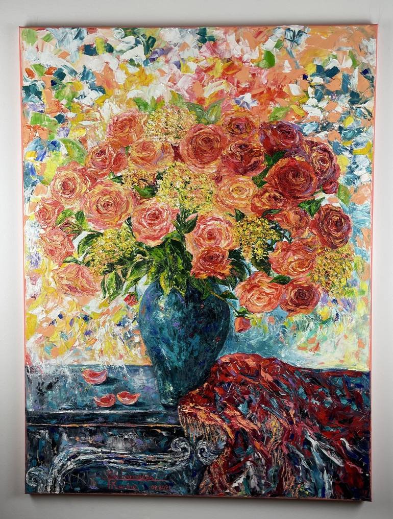 Original Abstract Expressionism Floral Painting by Karine Hovhannisyan
