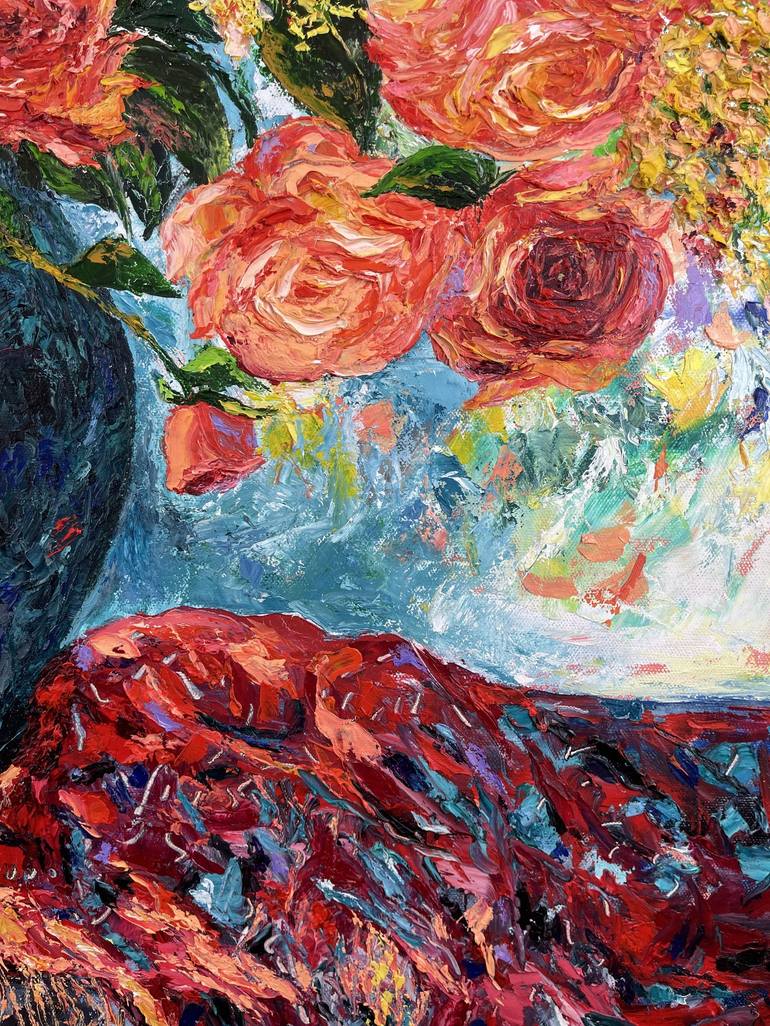 Original Abstract Expressionism Floral Painting by Karine Hovhannisyan