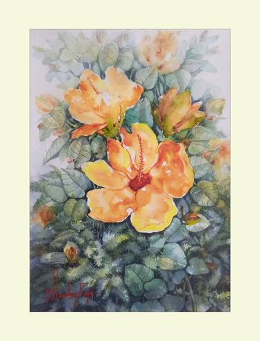Print of Fine Art Floral Paintings by Manohar Raja