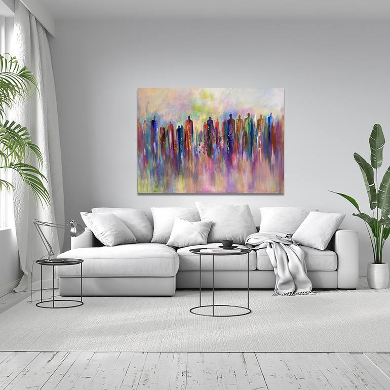 Original Abstract People Painting by Cobie Visschers