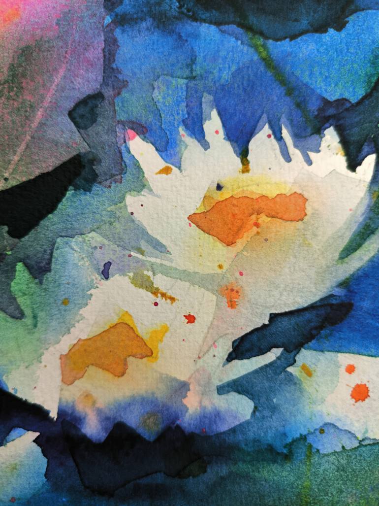 Original Modernism Floral Painting by Angela Tatli