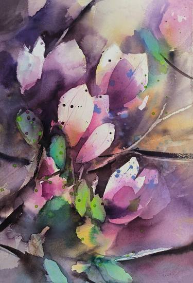 Original Modern Floral Paintings by Angela Tatli