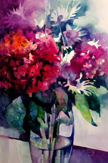 Original Expressionism Floral Paintings by Angela Tatli