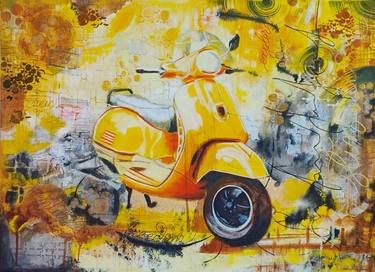 Original Abstract Bike Mixed Media by Vinda Shinde