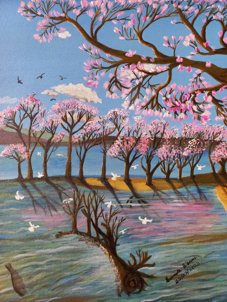 Original Surrealism Landscape Painting by SUSMITA BISWAS
