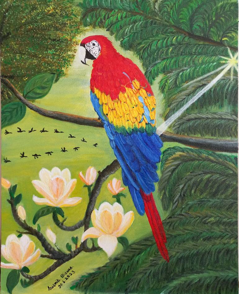 scarlet macaw painting