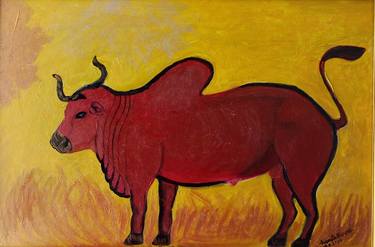 Original Figurative Cows Paintings by SUSMITA BISWAS