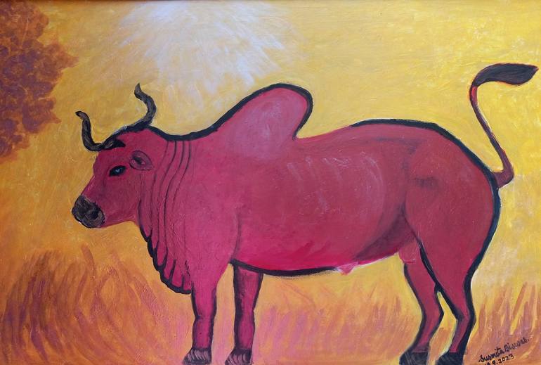 Original Cows Painting by SUSMITA BISWAS