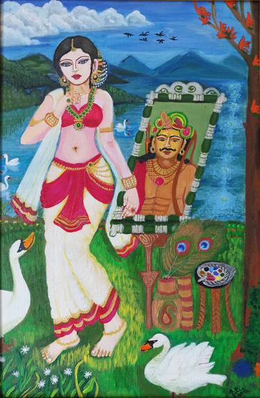 Print of Figurative Classical mythology Paintings by SUSMITA BISWAS