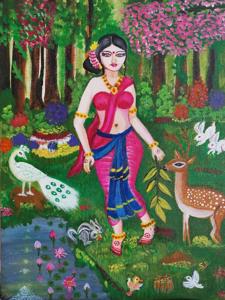 Shakuntala Painting by SUSMITA BISWAS | Saatchi Art