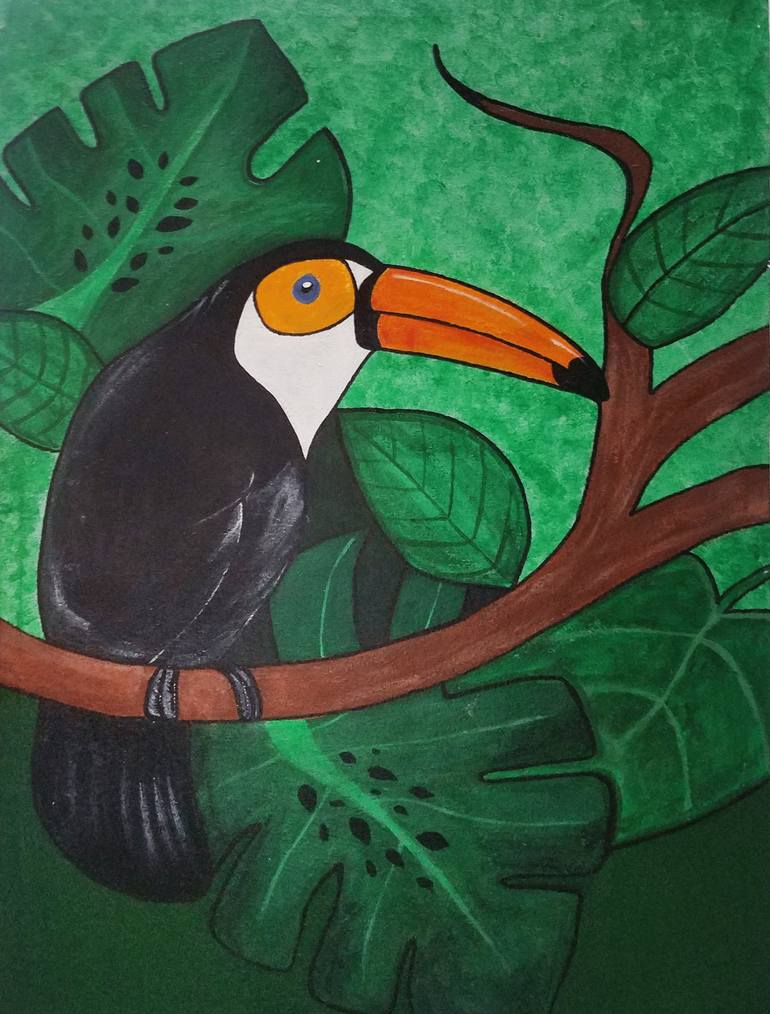 Bird, Toucan, Painting, Colorful