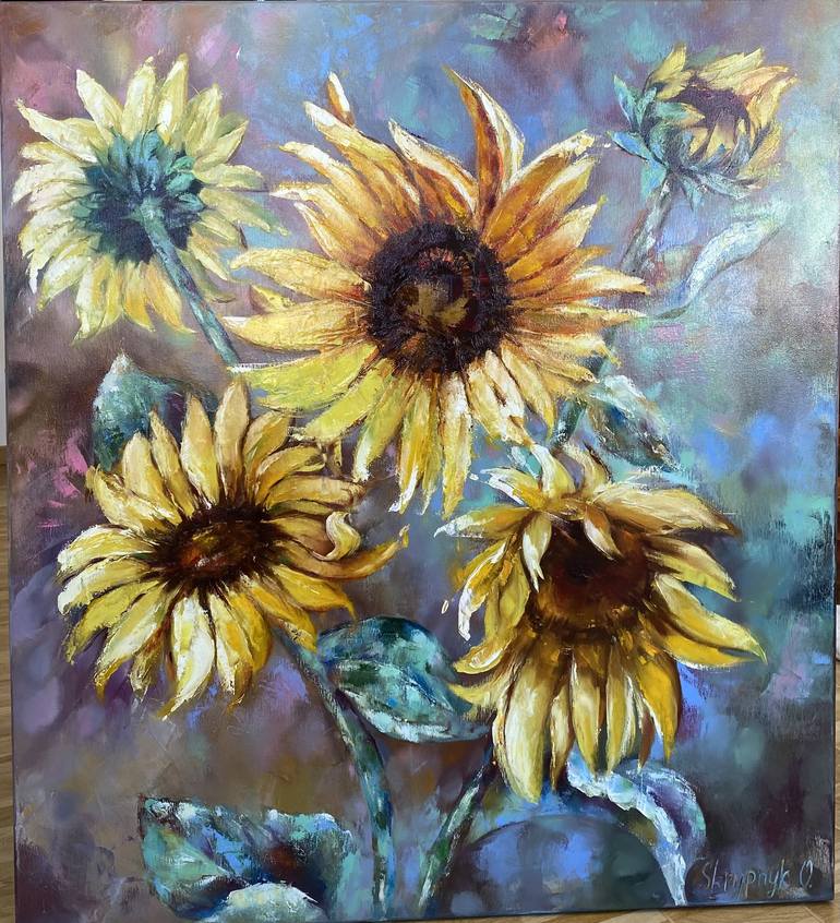 Sunflowers Painting by Olga Feil-Skrypnyk | Saatchi Art