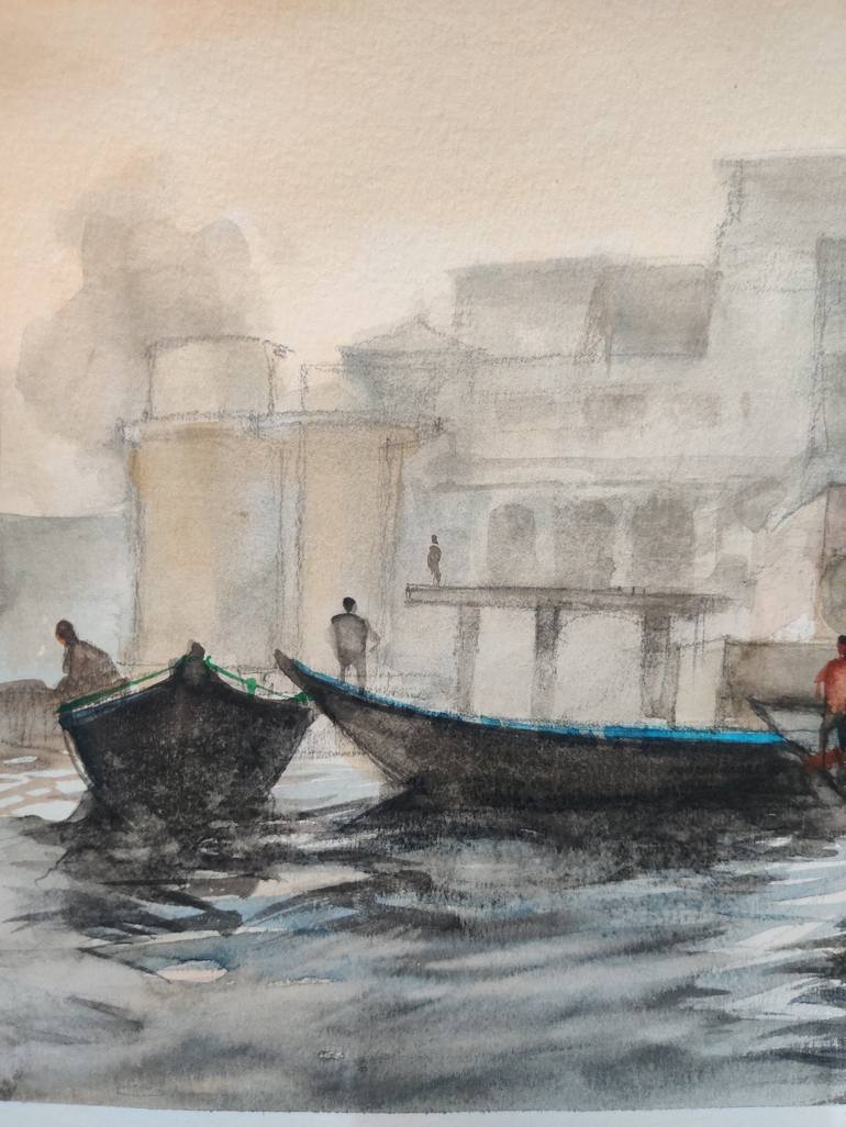 Original Boat Painting by Prasad Thite