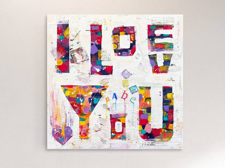 Original Abstract Typography Painting by Zaira Dzhaubaeva