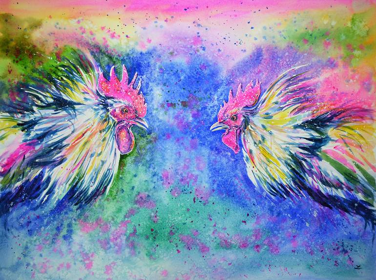 Original Impressionism Animal Paintings by Zaira Dzhaubaeva